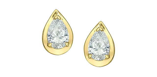 10K YG 0.46ctw VS,EF Pear Lab Grown Diamond Picture Frame Studs