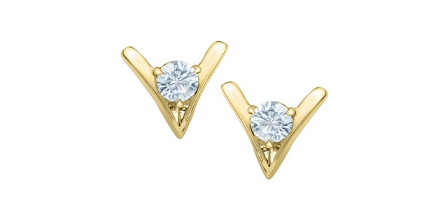 10K YG 0.50ctw VS,EF RB Lab Grown Diamond Chevron Studs