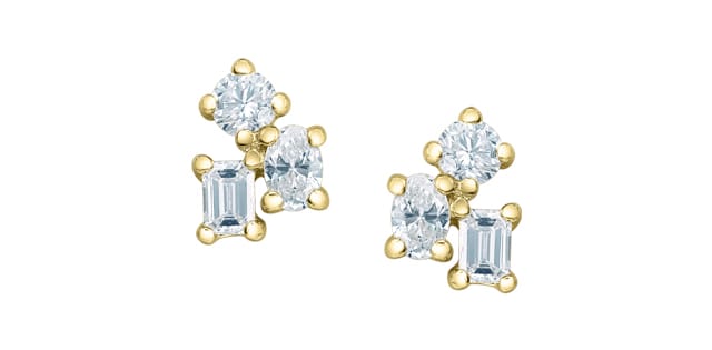 10K YG 0.30ctw VS,EF Mixed Shaped Lab Grown Diamond Studs