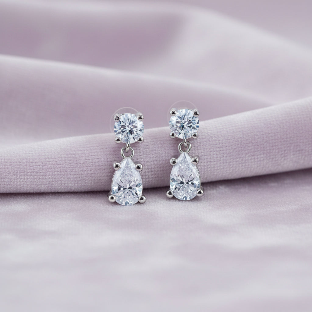 10K WG 0.75CTW Pear Lab Grown Diamond Earrings