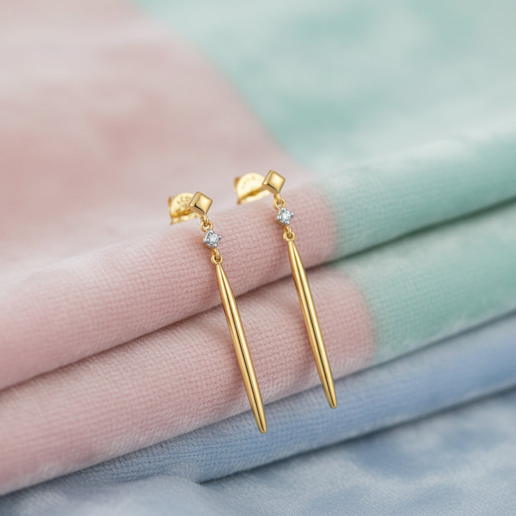 (S2205356) 14K YG 0.04ctw SI Diamond & Spike Drop Earrings "Gabriel & Co."