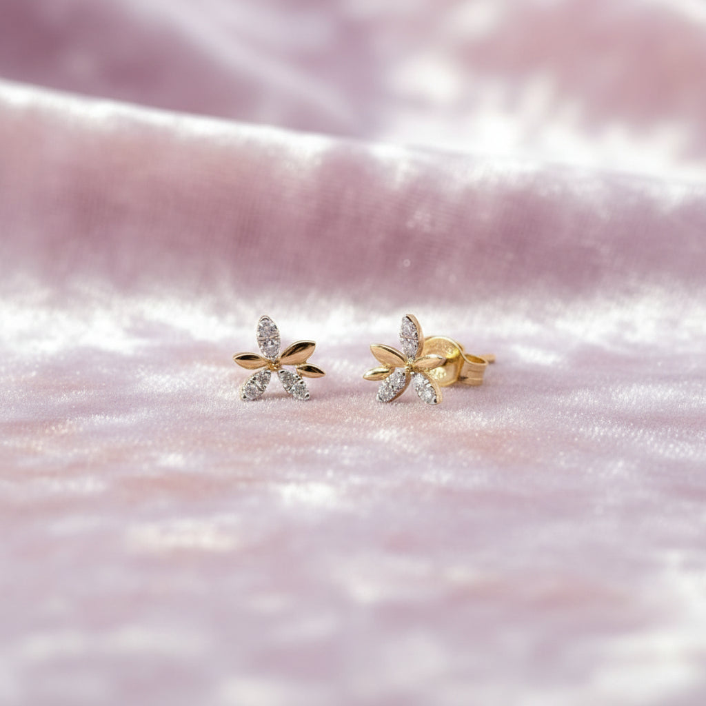 14K Yellow gold diamond studs