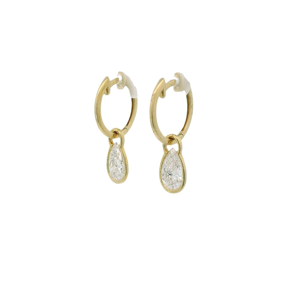 14K Yellow gold pear shaped lab diamond dangle earrings