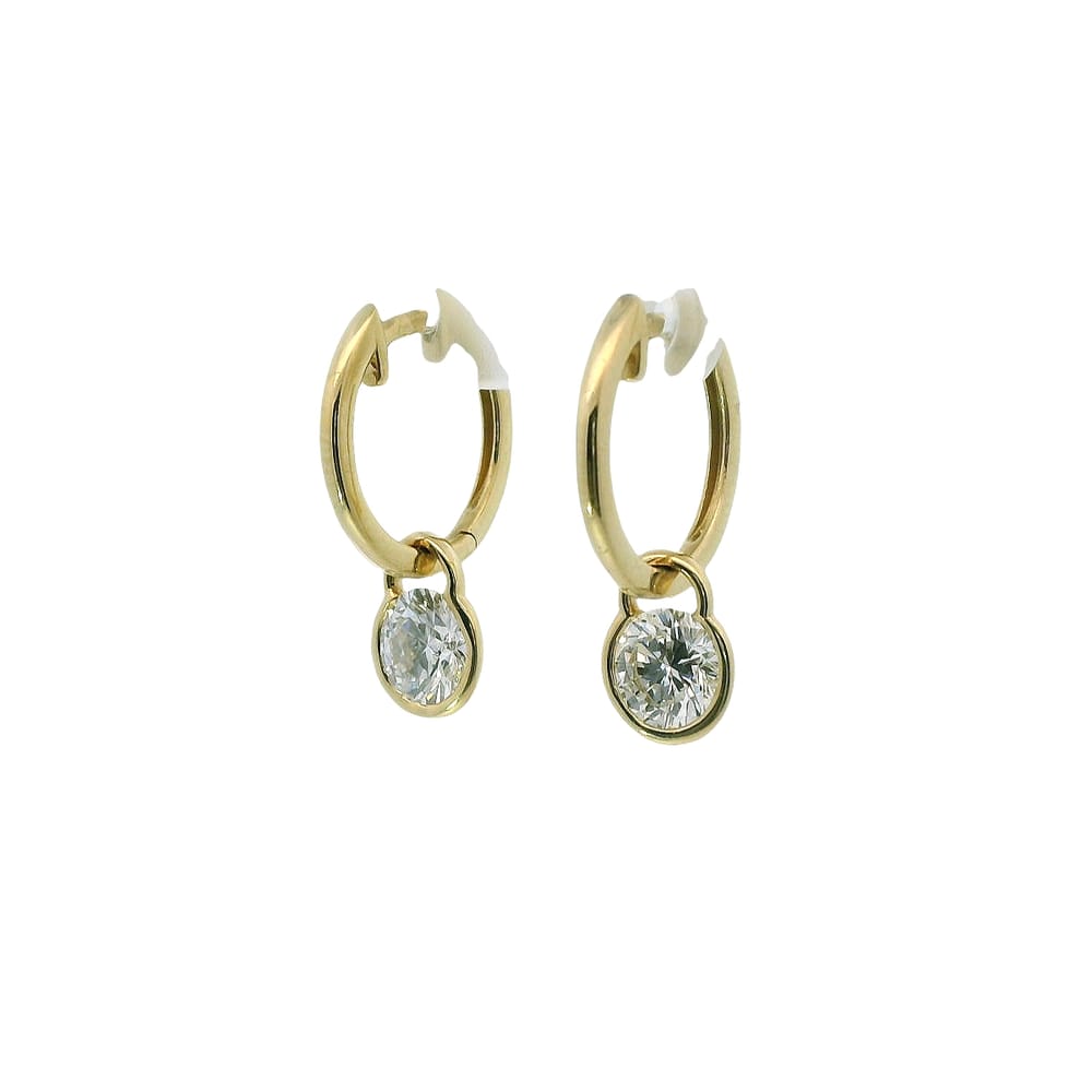 14K Yellow gold round lab diamond dangle earrings