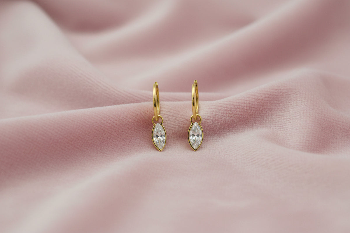 14K Yellow gold emerald cut lab diamond dangle earrings (copy)