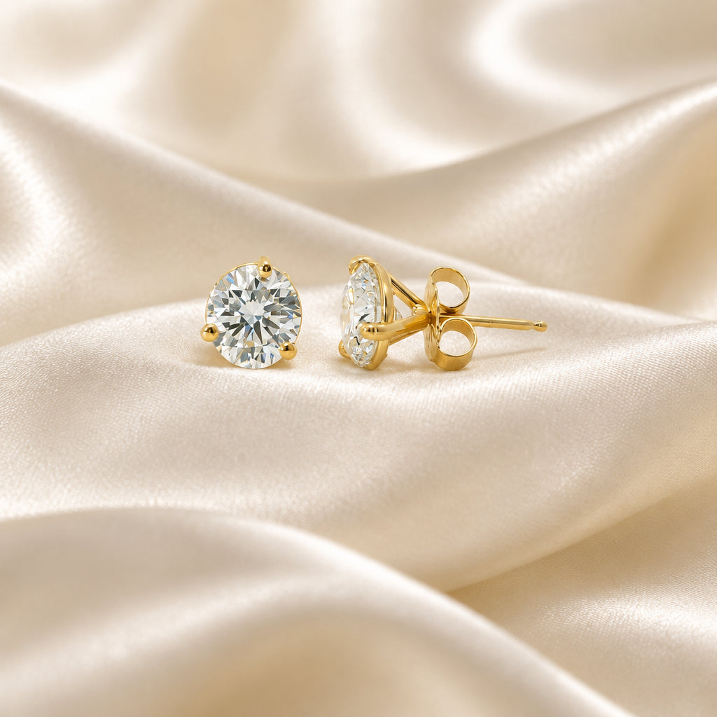 10K Yellow gold martini set lab diamond studs