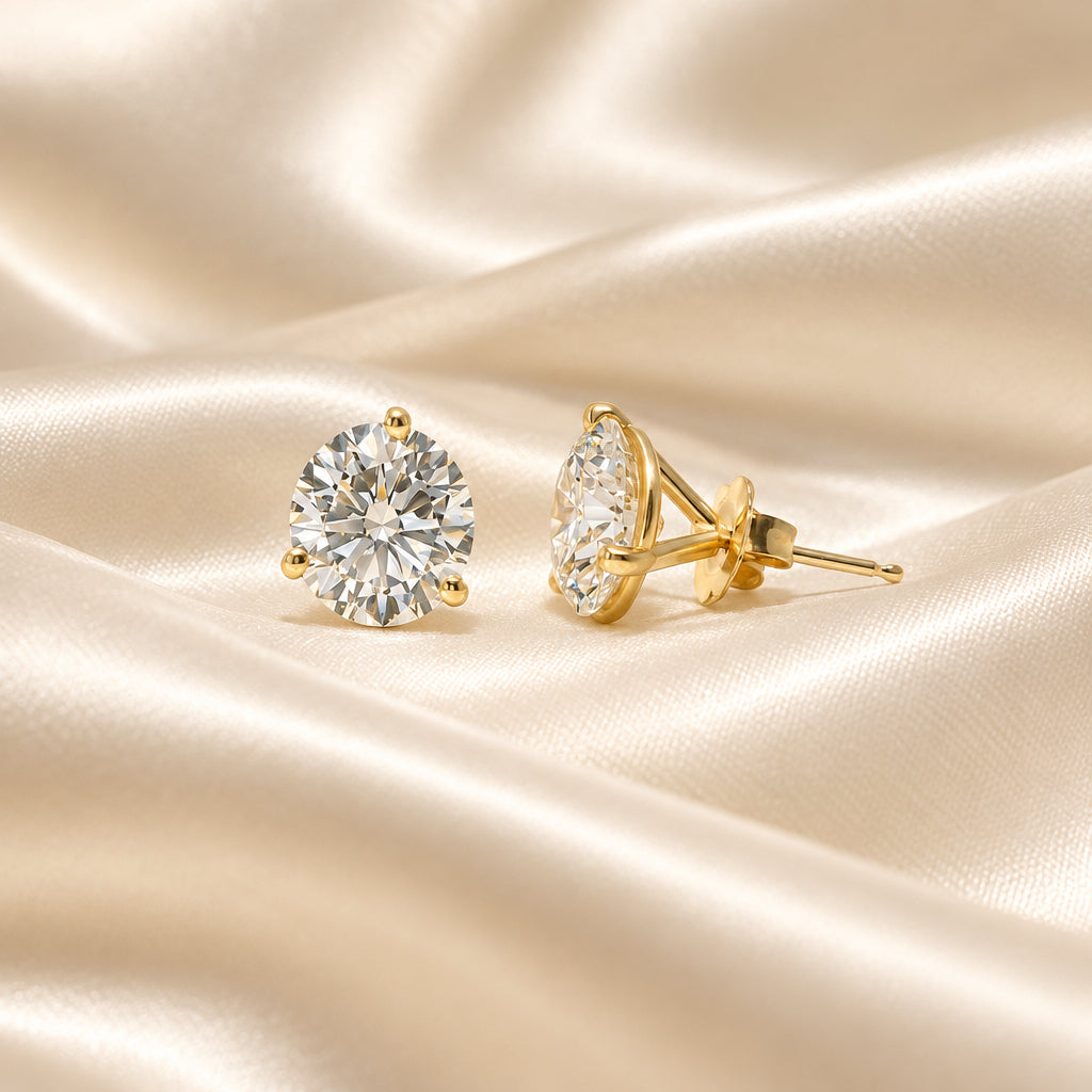 10K Yellow gold martini set lab diamond studs