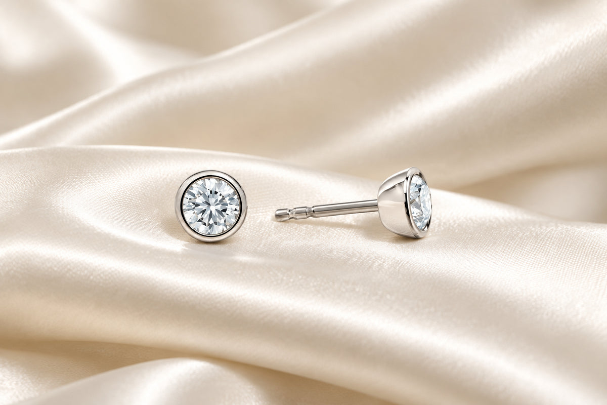10K WG 0.50ctw VS,EF RB Lab Grown Diamond Bezel Set Studs