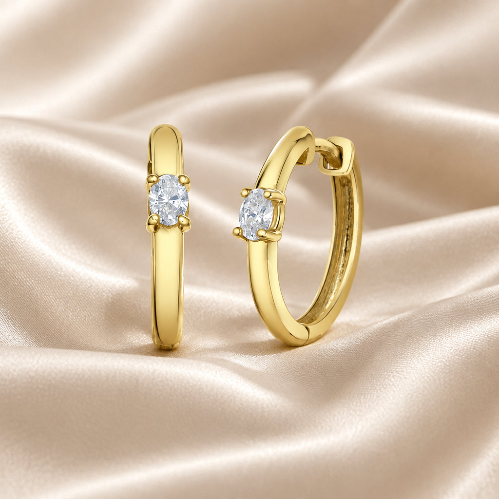 10K YG 0.20ctw VS,EF Oval Lab Grown Diamond Hoops