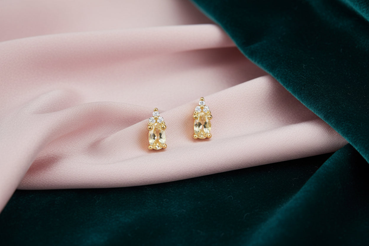 10K RG/WG MORGANITE & .05CTW DIAMOND STUDS