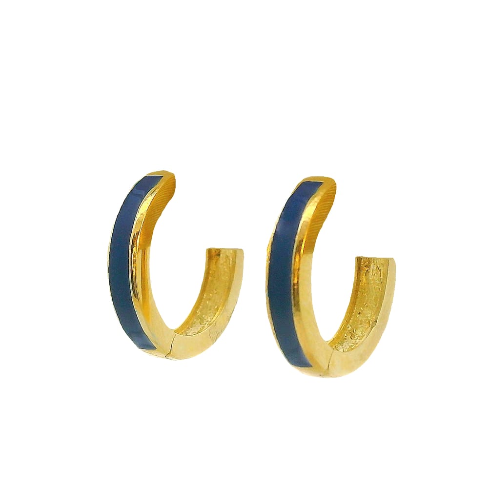 10K YG PLAIN BLUE ENAMEL HUGGIES