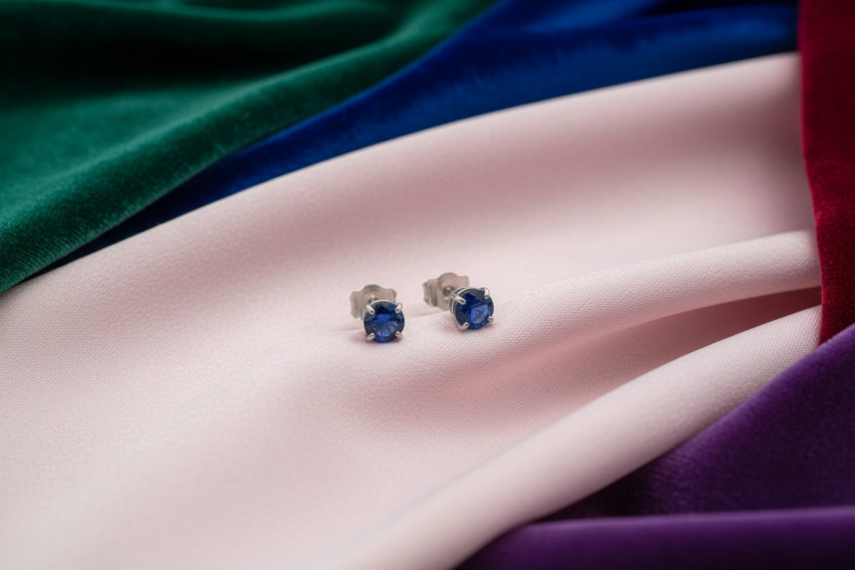 14K WG BLUE SAPPHIRE STUDS