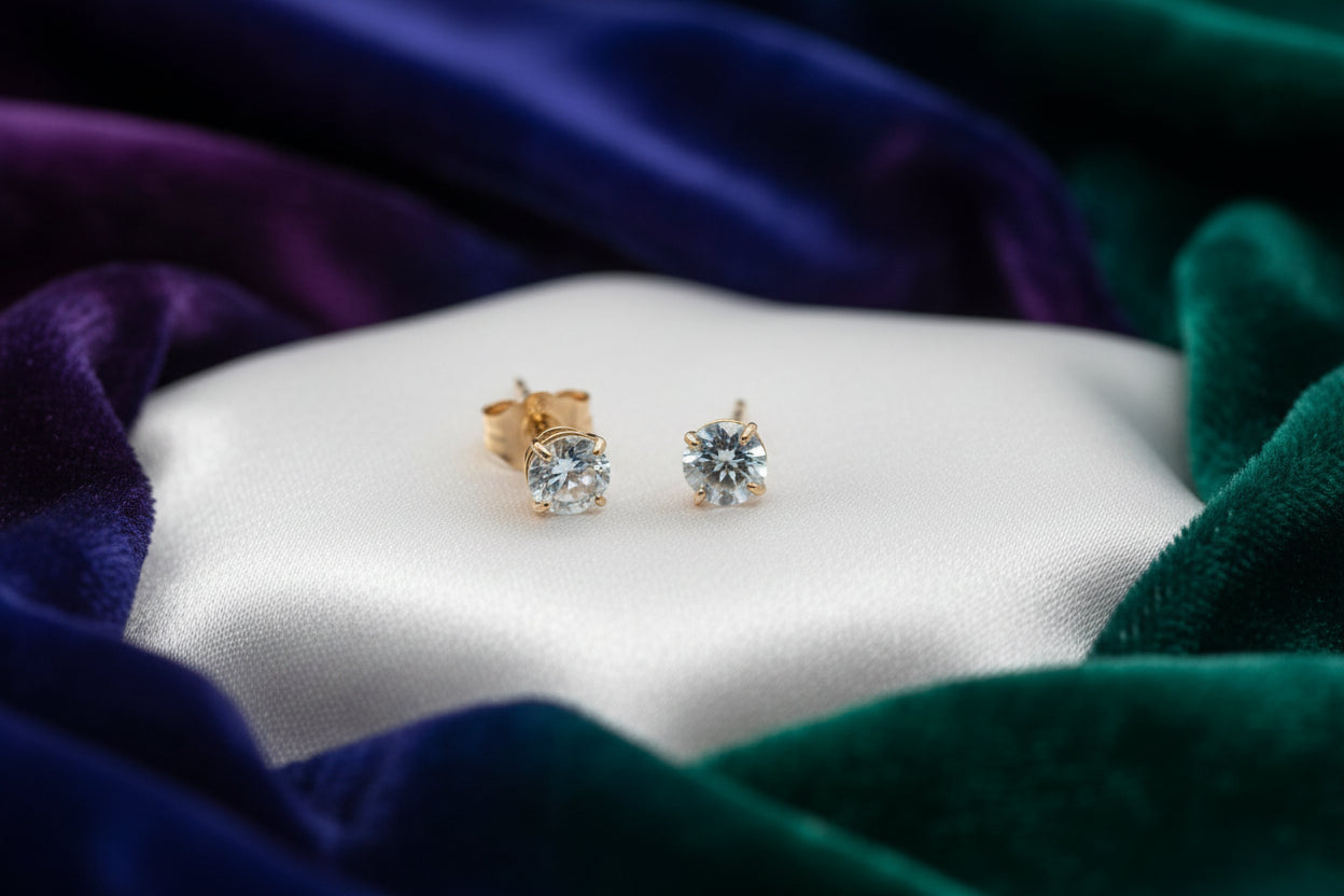 14K YG AQUAMARINE STUDS