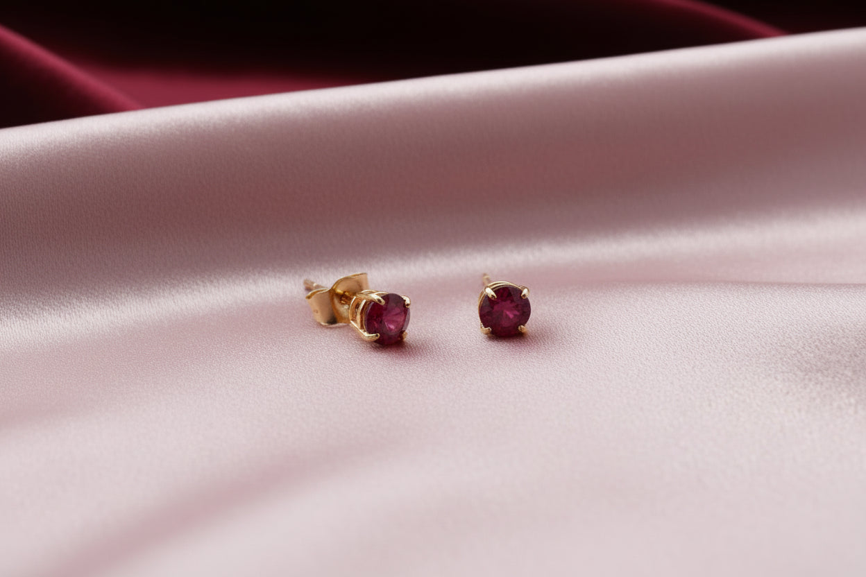 14K YG RUBY STUDS