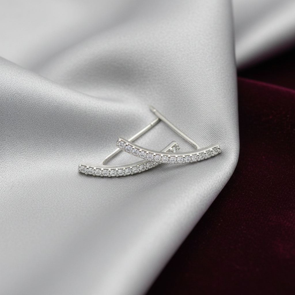 SS RHD CRAWLER EARRINGS WITH CZ