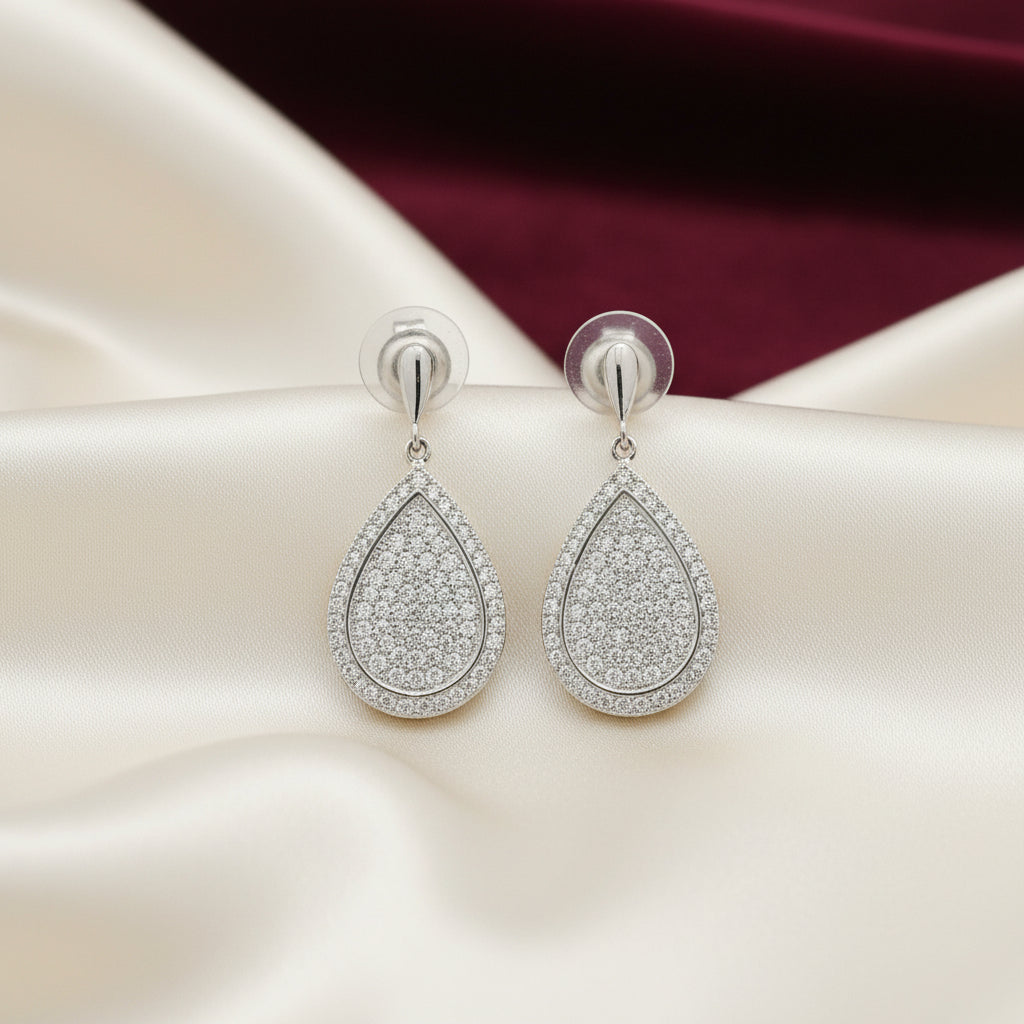 SS RHD MICRO PAVE CZ TEAR DROP STUDS
