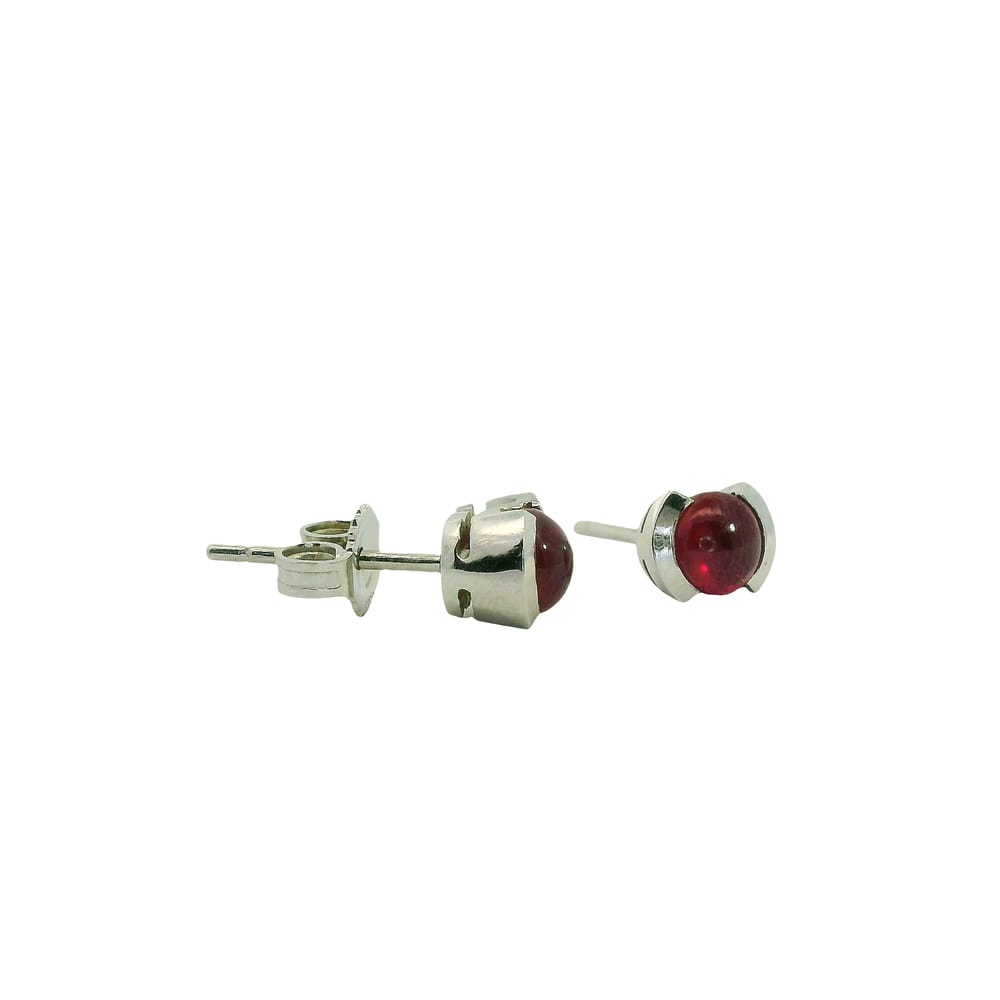 14K WG RUBY CABACHON STUDS