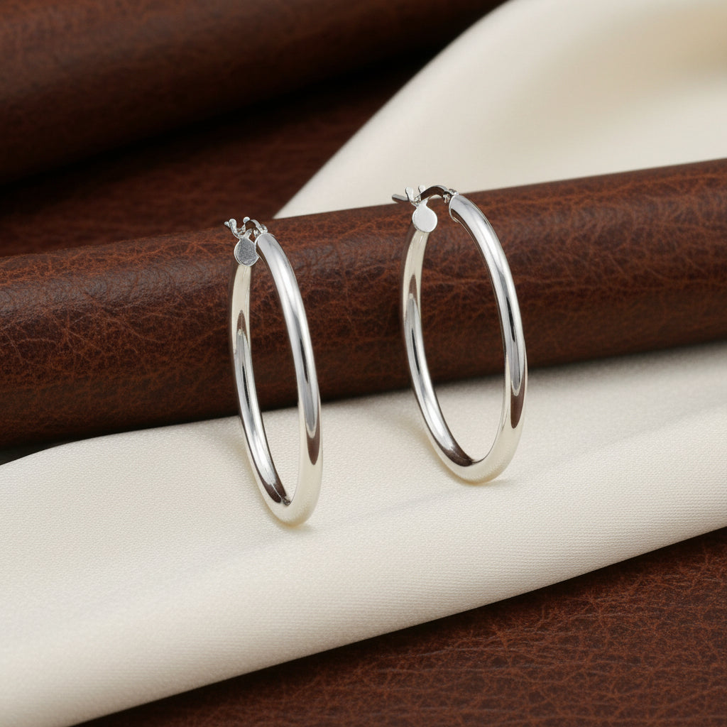 SS RHD 3MM MEDIUM OVAL HOOPS