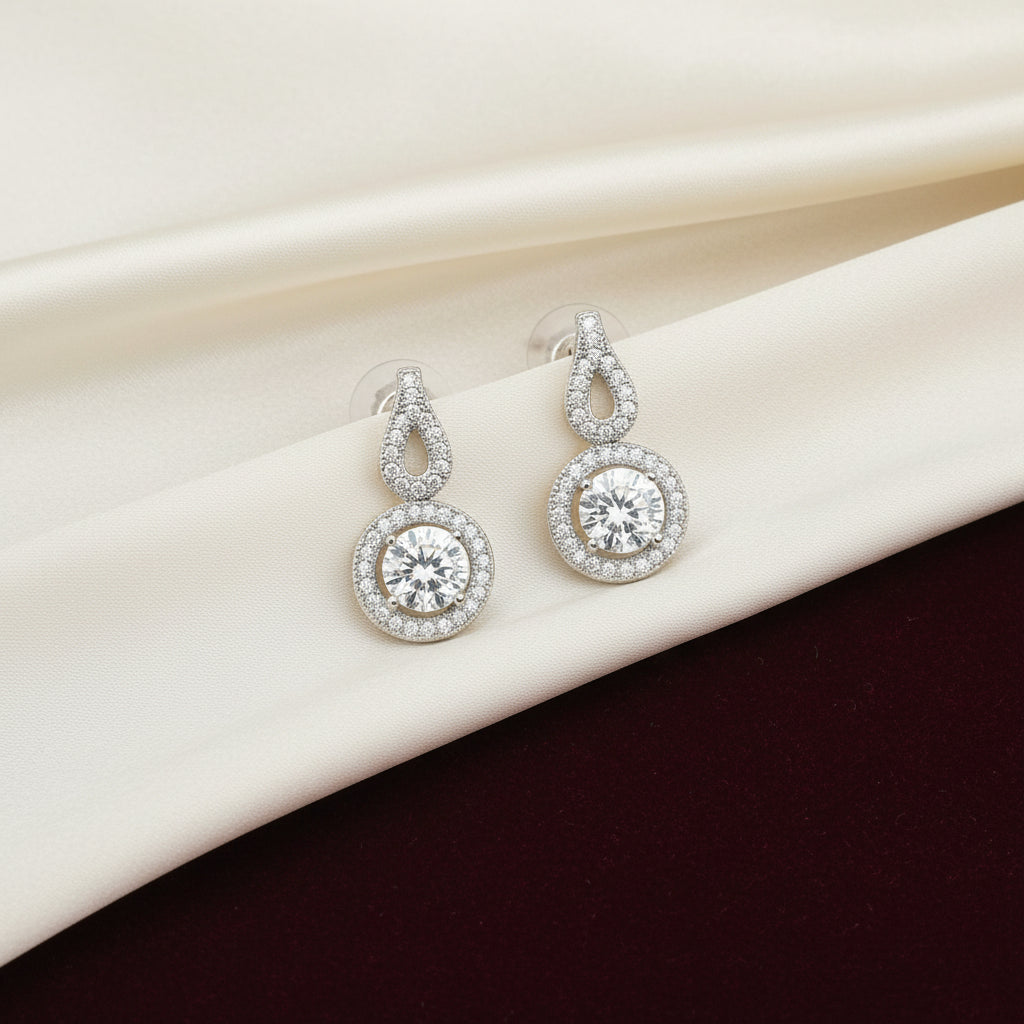 SS RHD FANCY MICROPAVE CZ EARRINGS