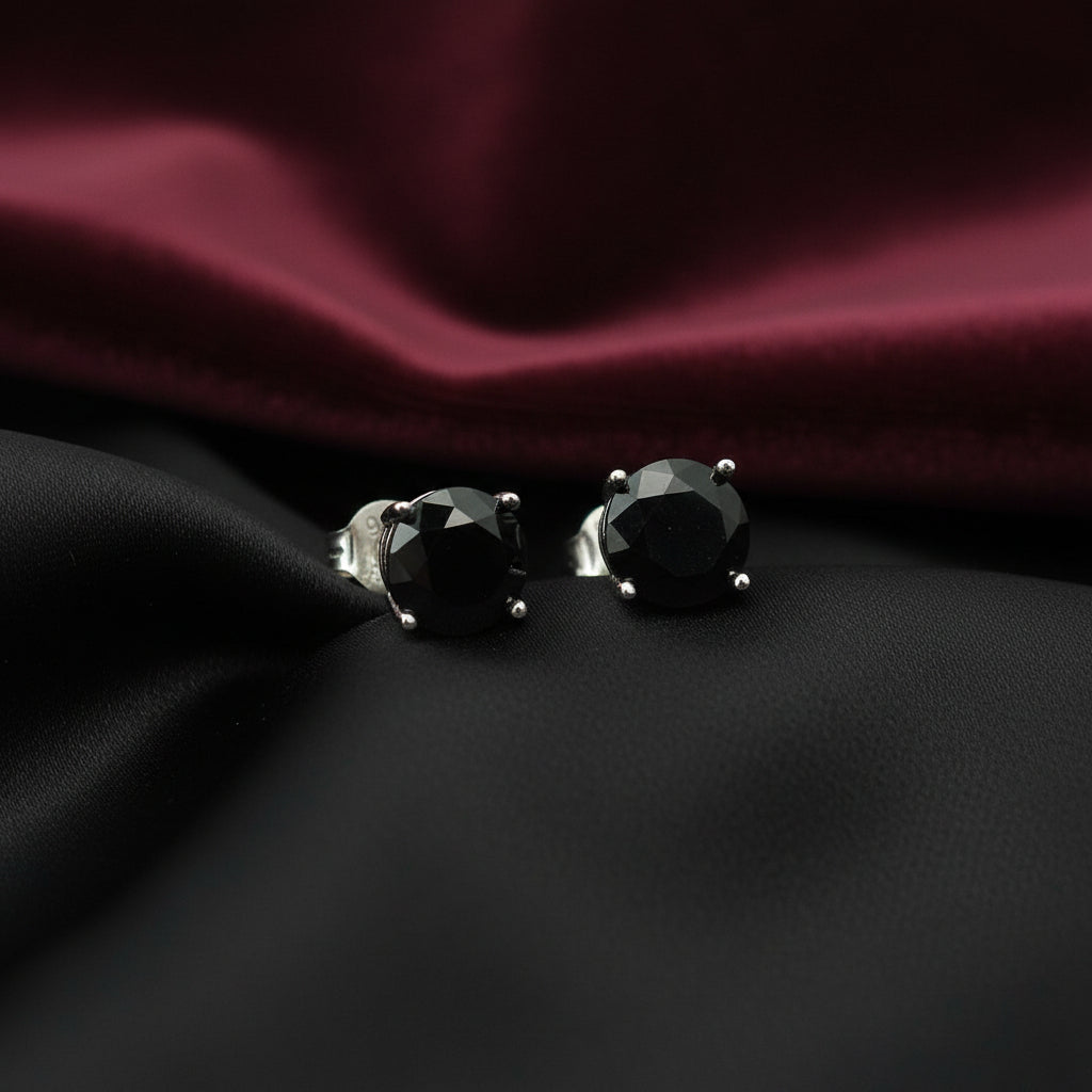 STERLING SILVER CZ STUD EARRINGS 7MM