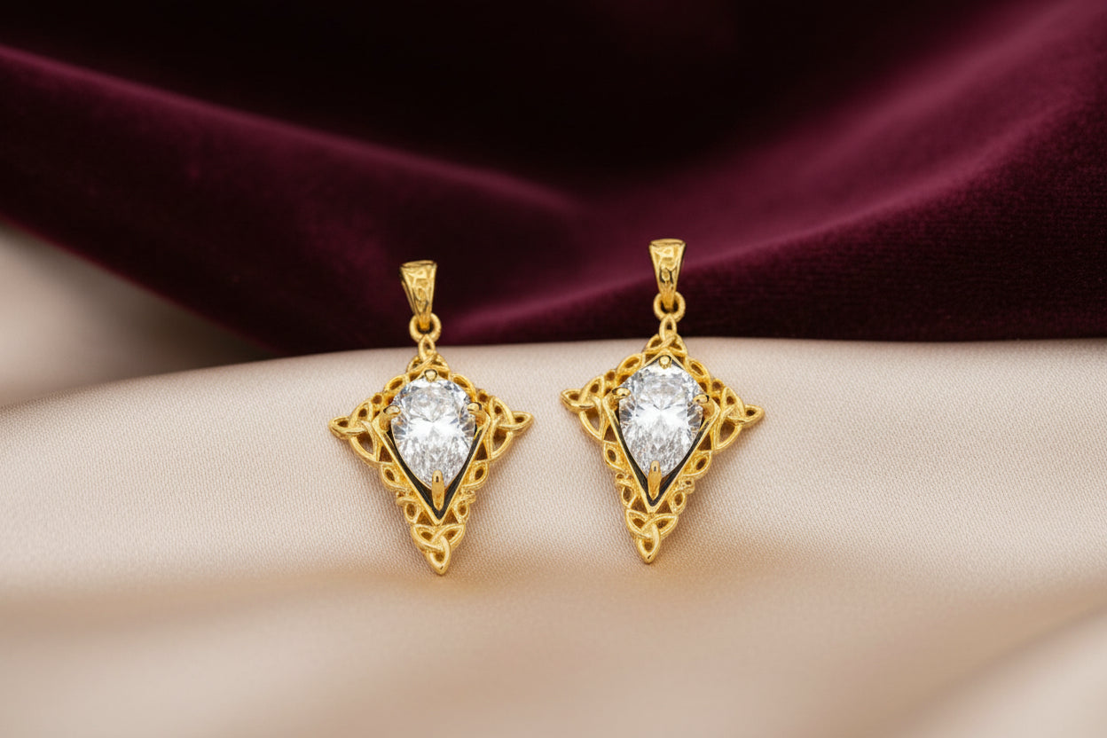 18k Vermeil with White Moissanite Alchemy and Echoes Drop Earrings