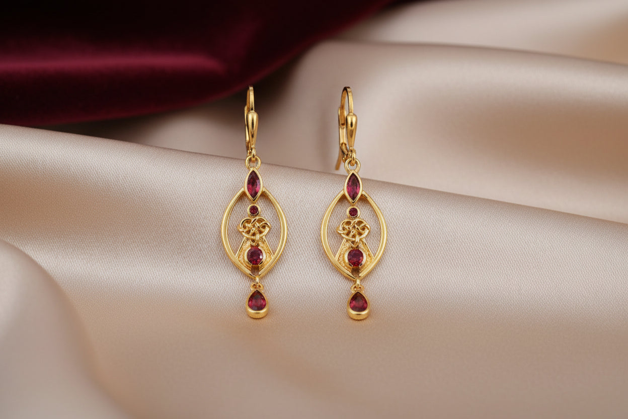 24k Vermeil over Silver Alchemy and Echoes Earrings Lab Grown Ruby