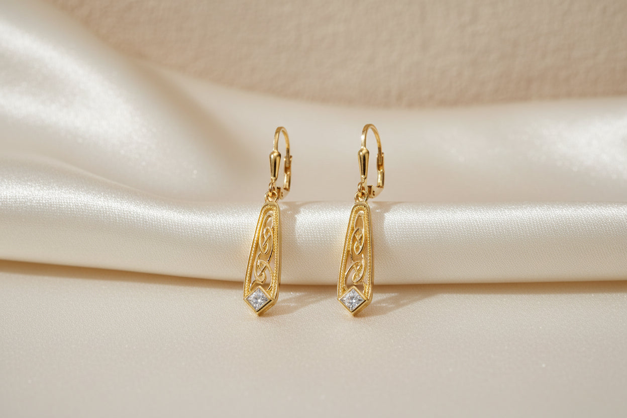 24k Vermeil over Silver Window to the Soul Earrings Moissanite