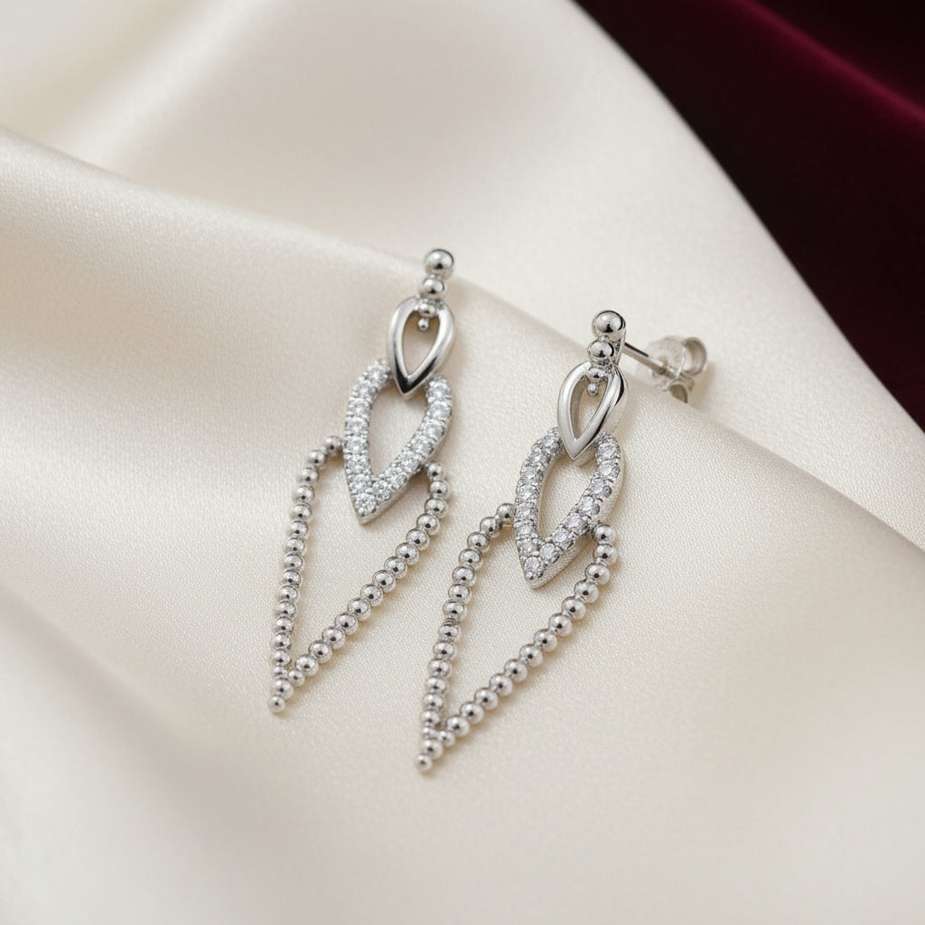 (S2186711) Sterling Silver 0.75ctw White Sapphires with Bujukan Beads Drop Studs "Gabriel & Co."