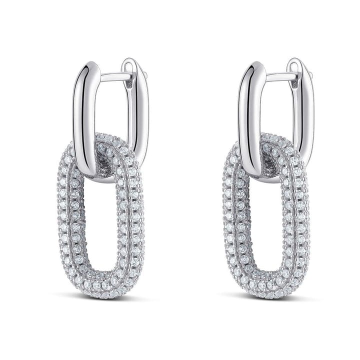 Sterling Silver Be Square Earrings Accented with Cubic Zirconia