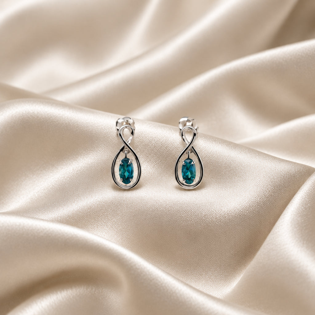 10K White gold oval Australian Opal doublet earrings
