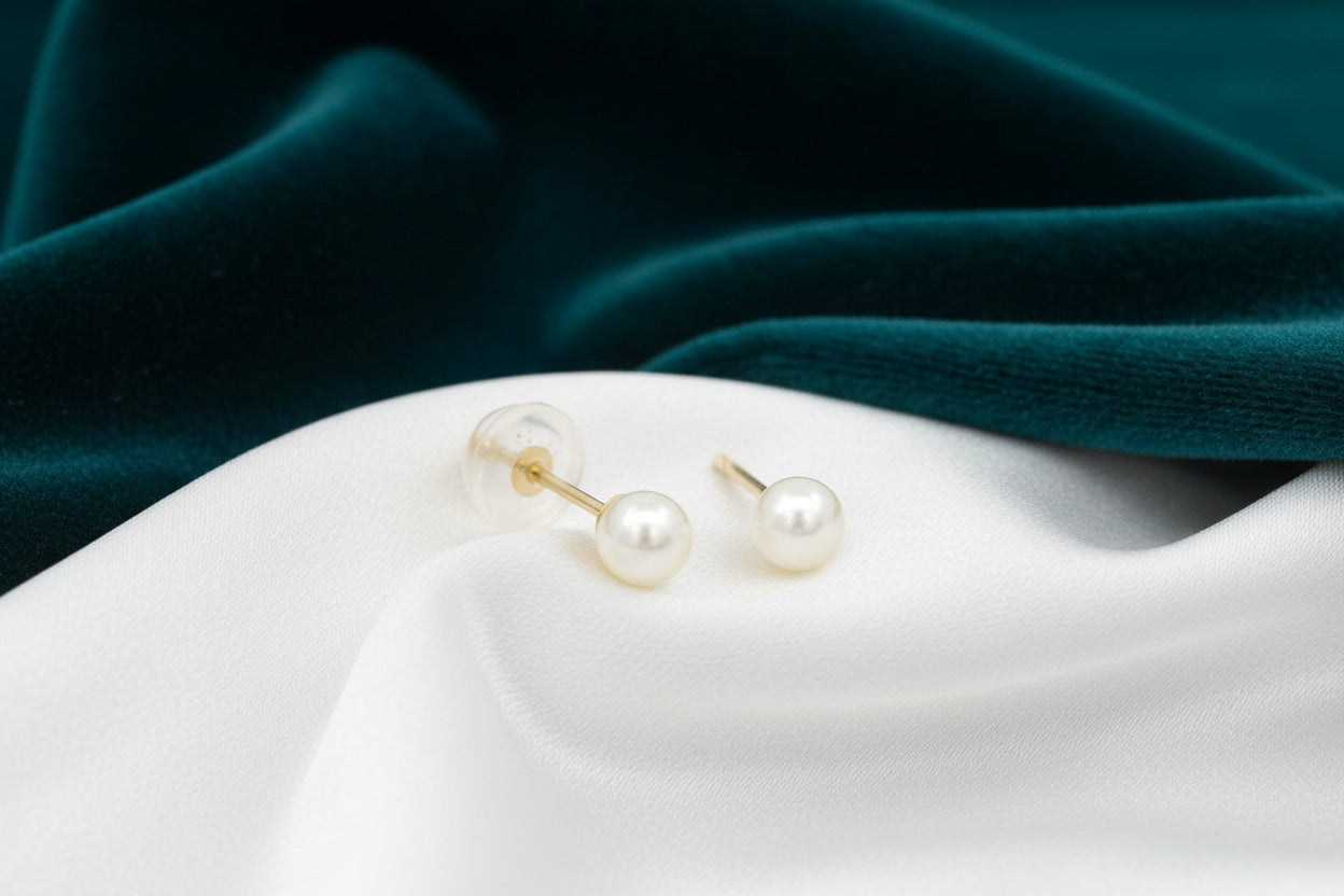 14K YG 4MM FRESH WATER PEARL STUD EARRING