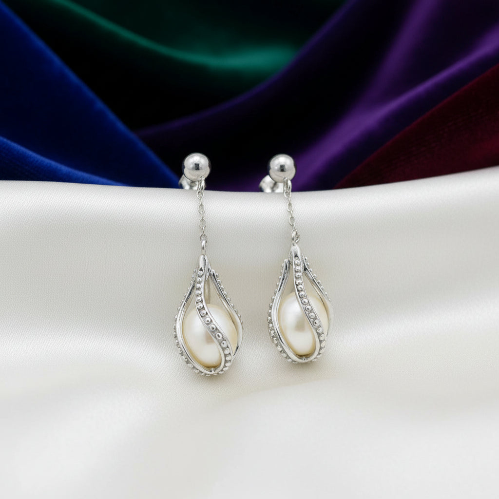Sterling Silver RHD FWP Drop Earrings