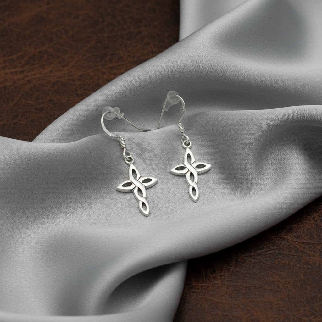Sterling silver Celtic cross dangle earrings