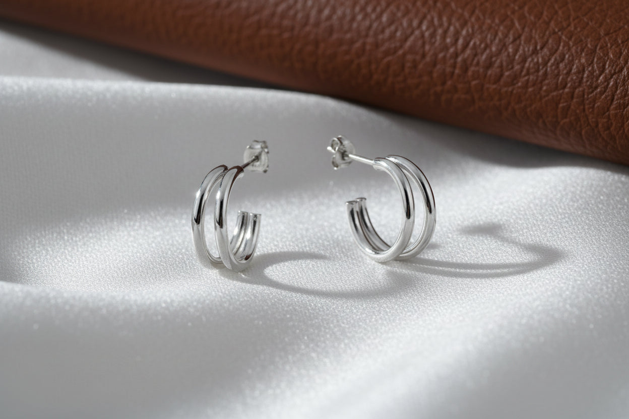 SS RHD DOUBLE HOOP EARRINGS