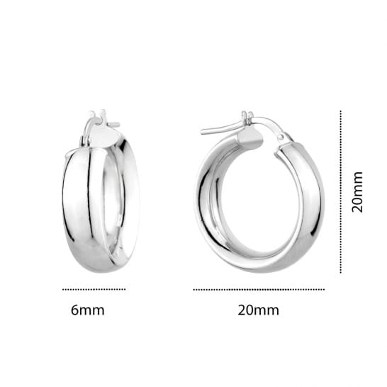 Sterling Silver Rhd 21mm x 6mm Hoops