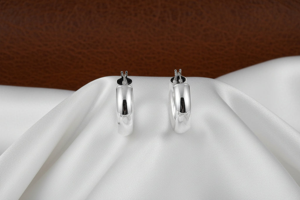 Sterling Silver Rhd 21mm x 6mm Hoops