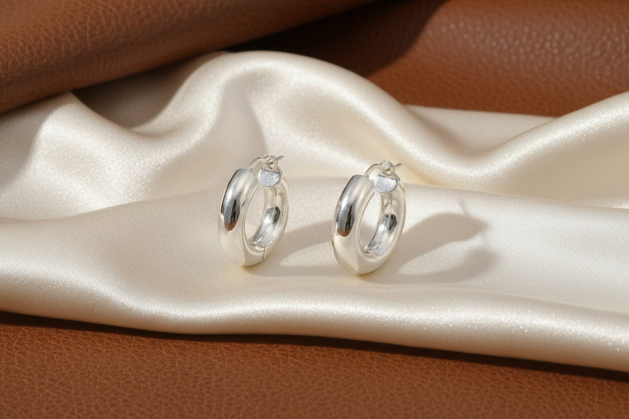 STERLING SILVER RHD 22MM X 5MM HOOPS