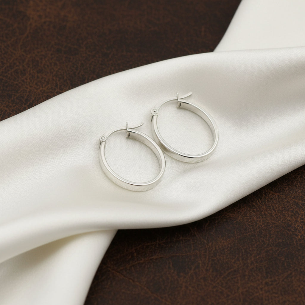Sterling silver oval hoops