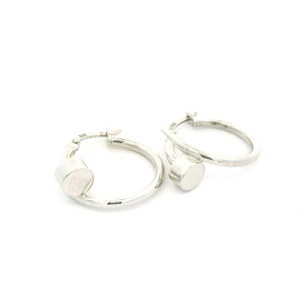 925 SILVER ROUNDED NAIL HOOP EARRING