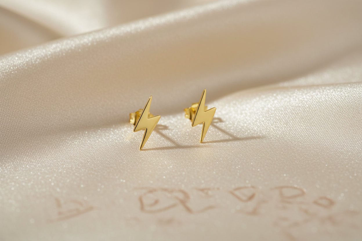 10K YG Lightning Bolt Stud Earrings