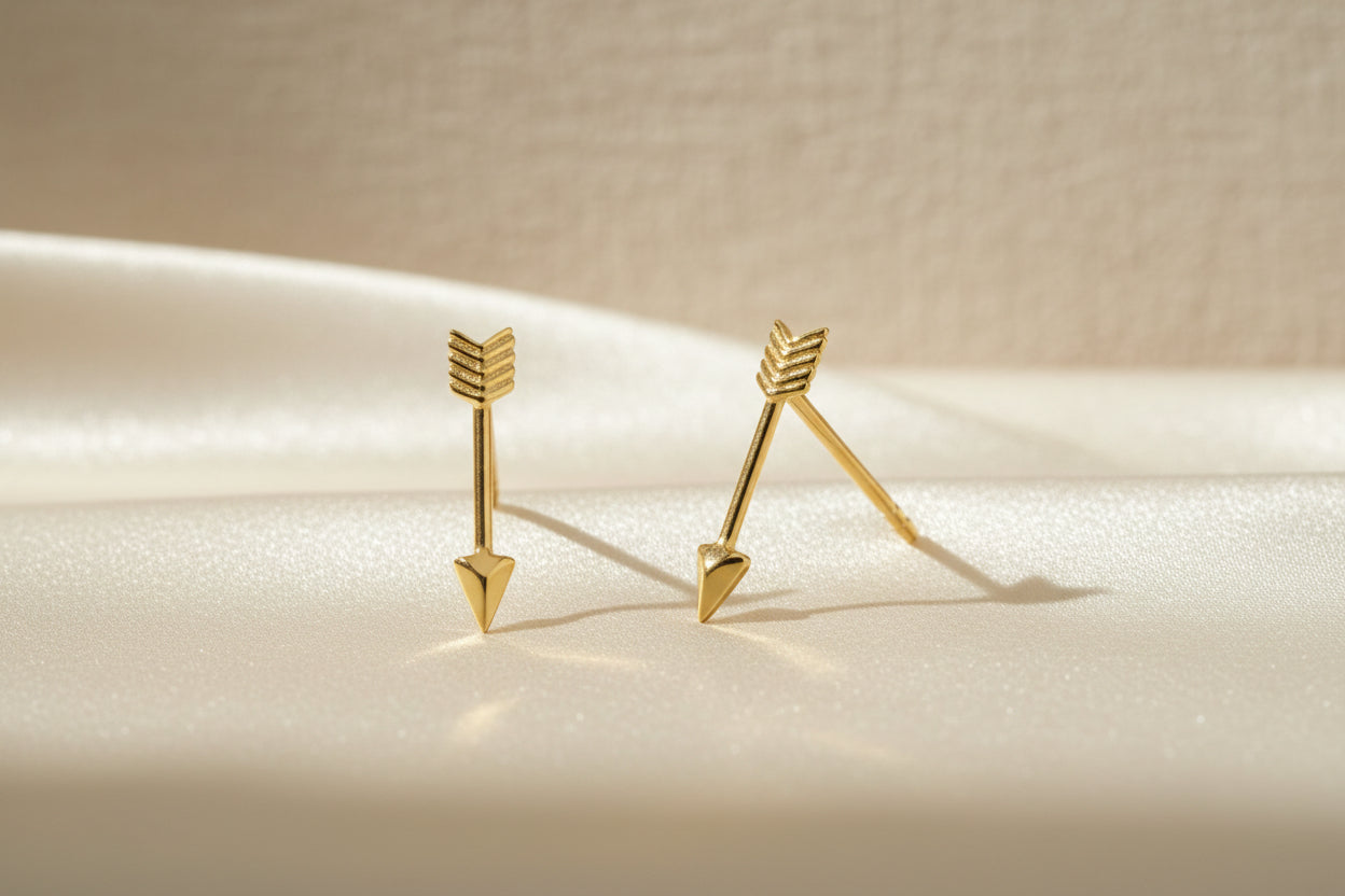 10K YG Mini Arrow Stud Earrings