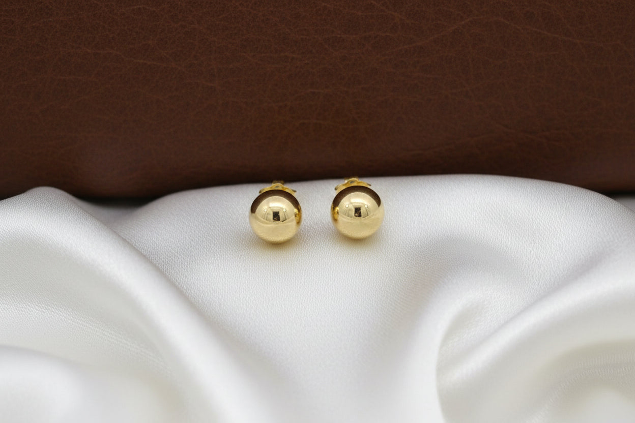 14K YG 7mm Ball Studs
