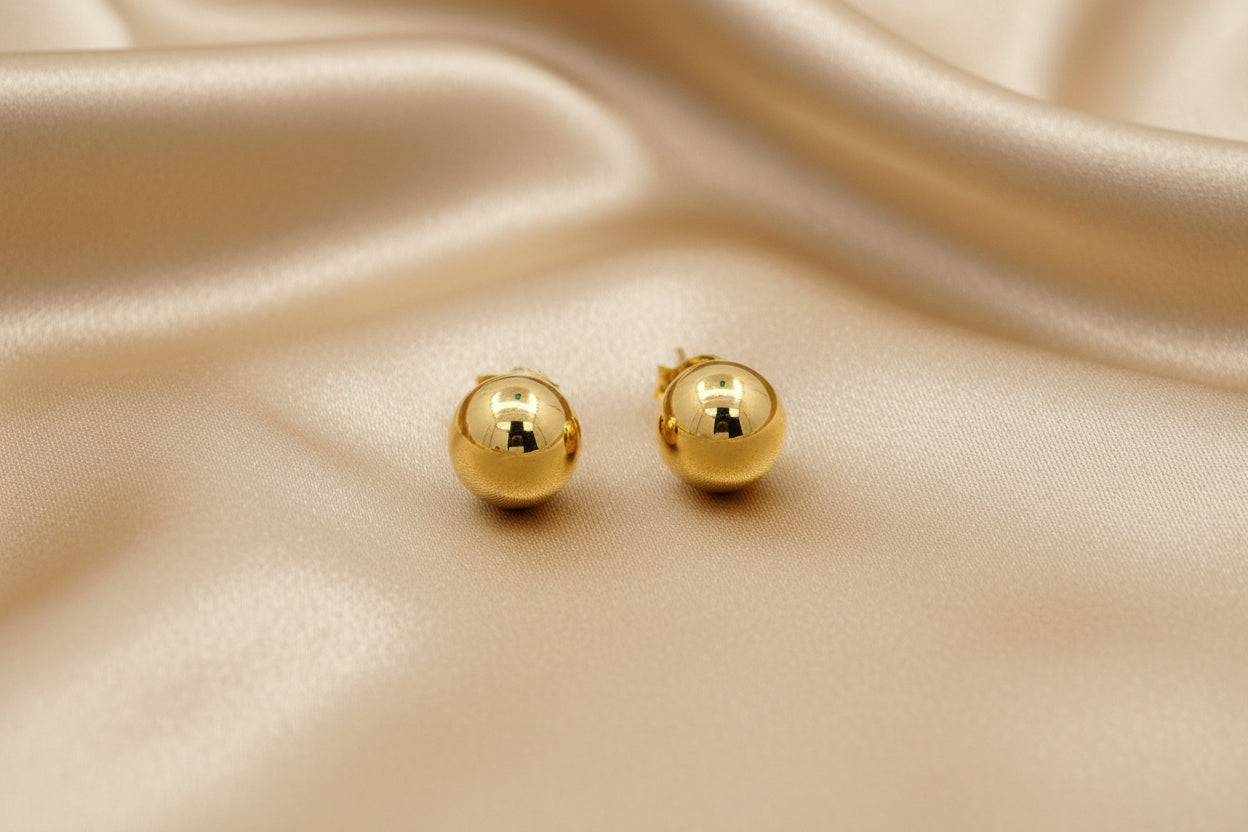 14K YG 8MM BALL STUDS