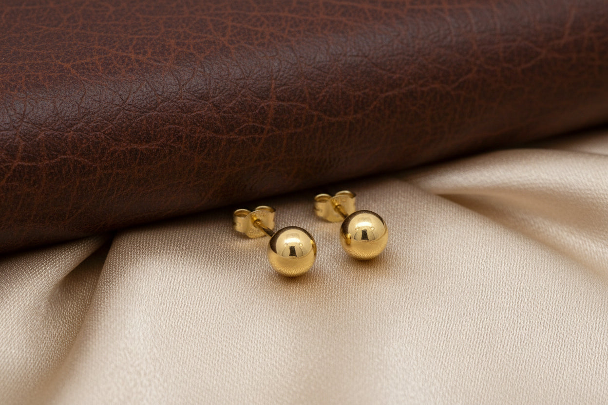 14K YG 5mm Ball Studs