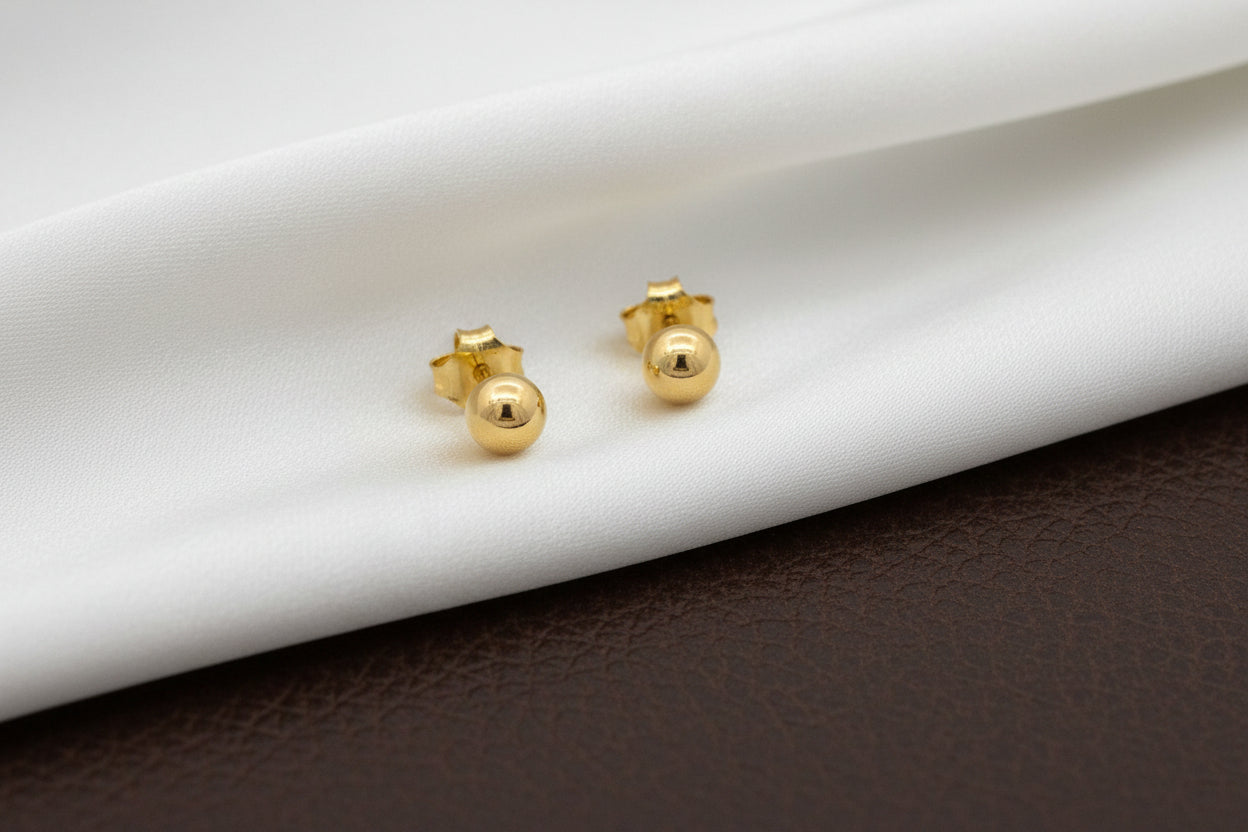 14K YG 4mm Ball Studs