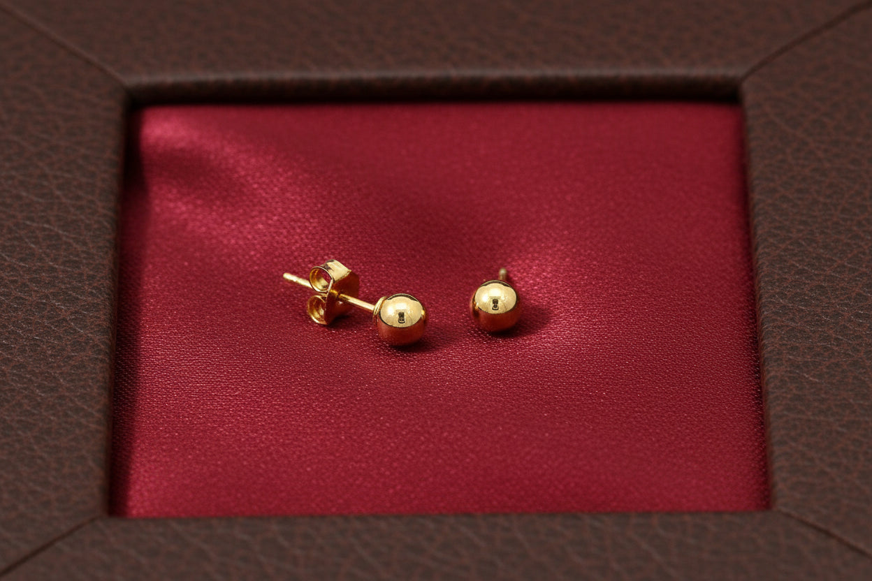 14K YG 4mm Ball Studs