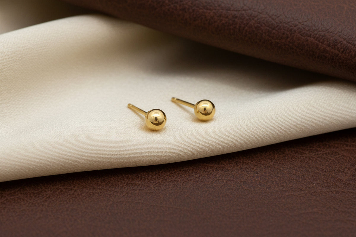 14K YG 3mm Ball Studs