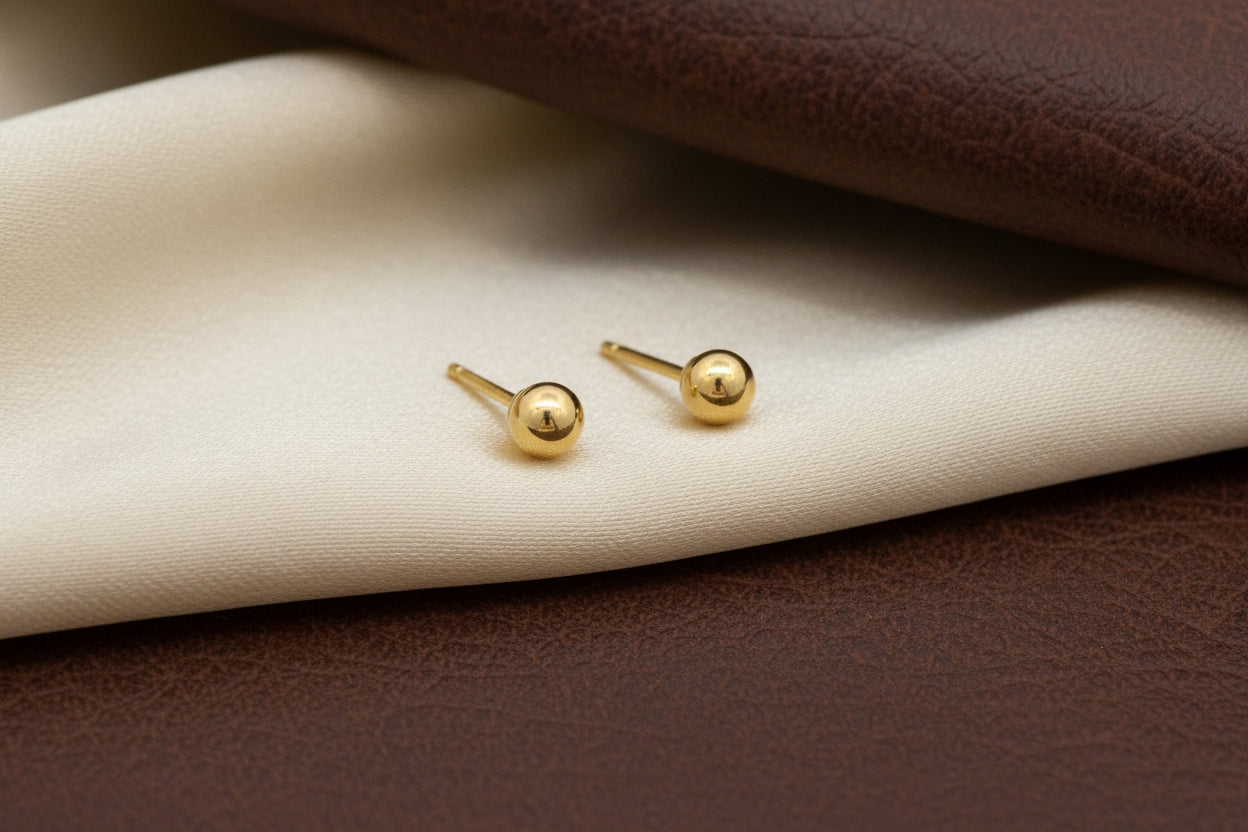 14K YG 3mm Ball Studs