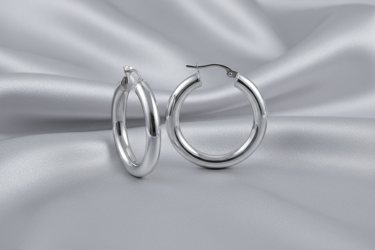 10K WG 4mm X 29mm Classic Hoops