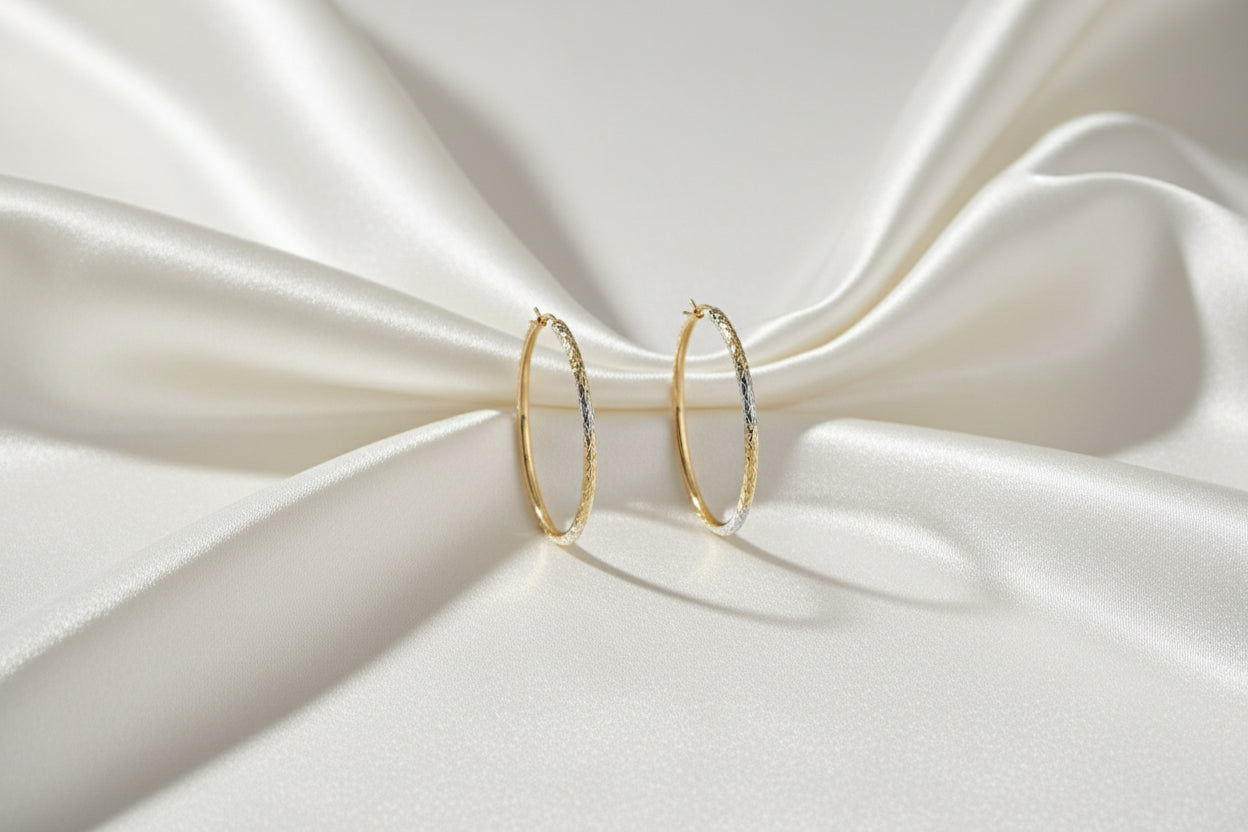 10K YG/WG DC Hoop Earrings 60mm (copy)